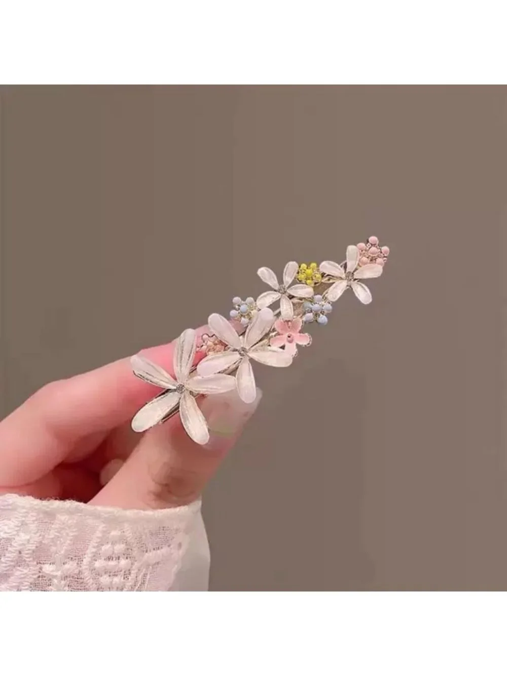 Vintage Floral Hair Clips Set, 3 Pcs Rhinestone Barrettes for Weddings & Spring